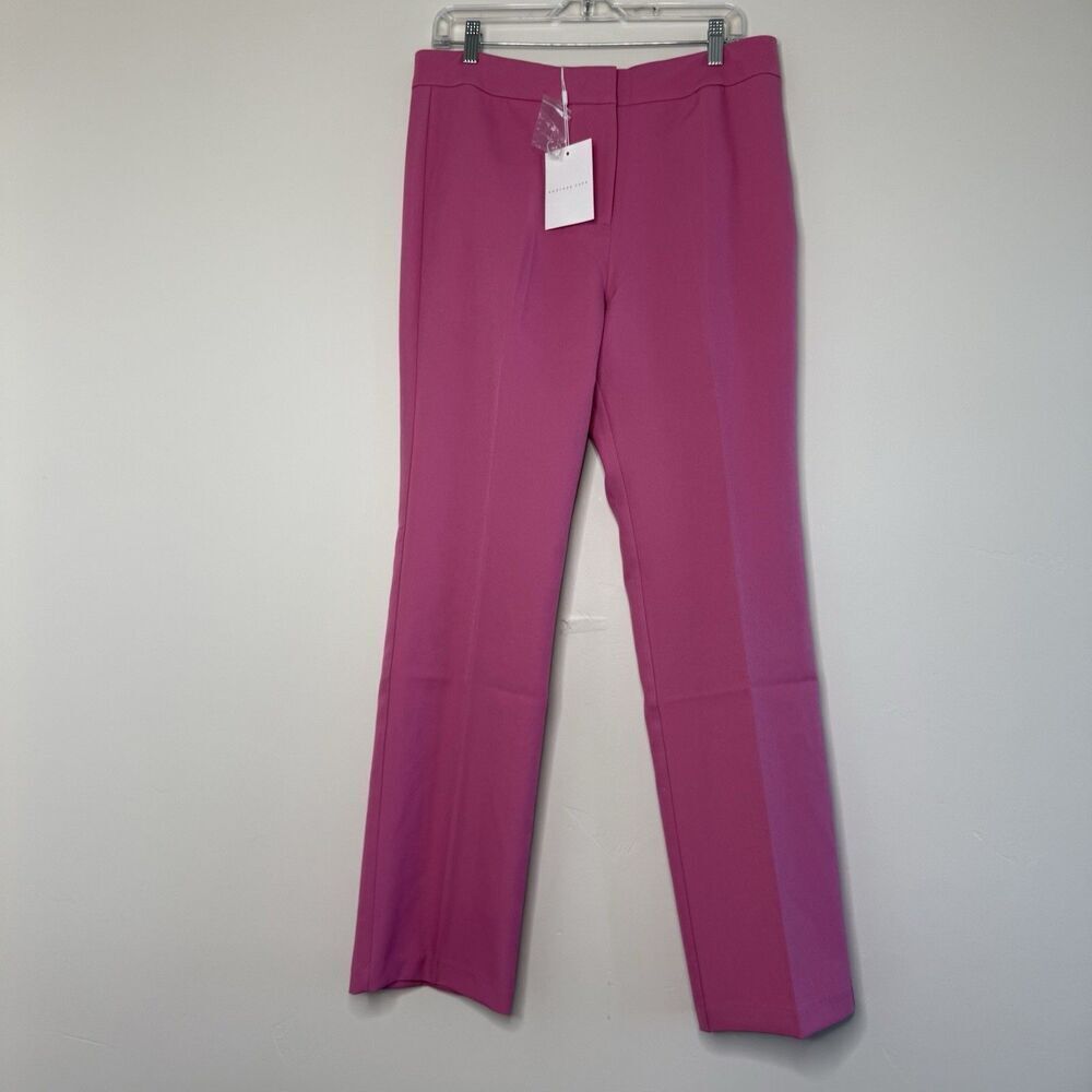 Endless rose pant flat front trousers straight women barbie pink office‎ L - Picture 13 of 15
